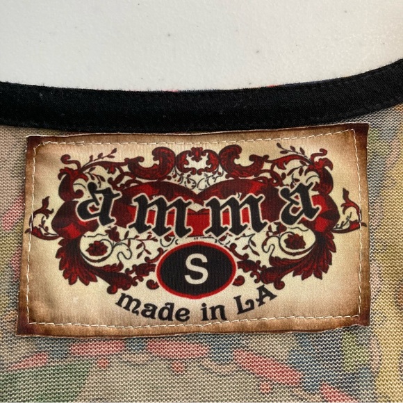 AMMA Made in LA 3/4 Sleeve Floral Print Flare  Dress Sz S 70’s Style Hippie Boho - Picture 4 of 10